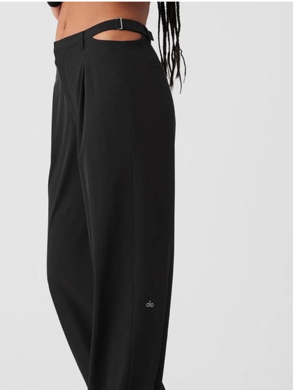 Alo Mid-Rise Crop Trouser Pants Black XS